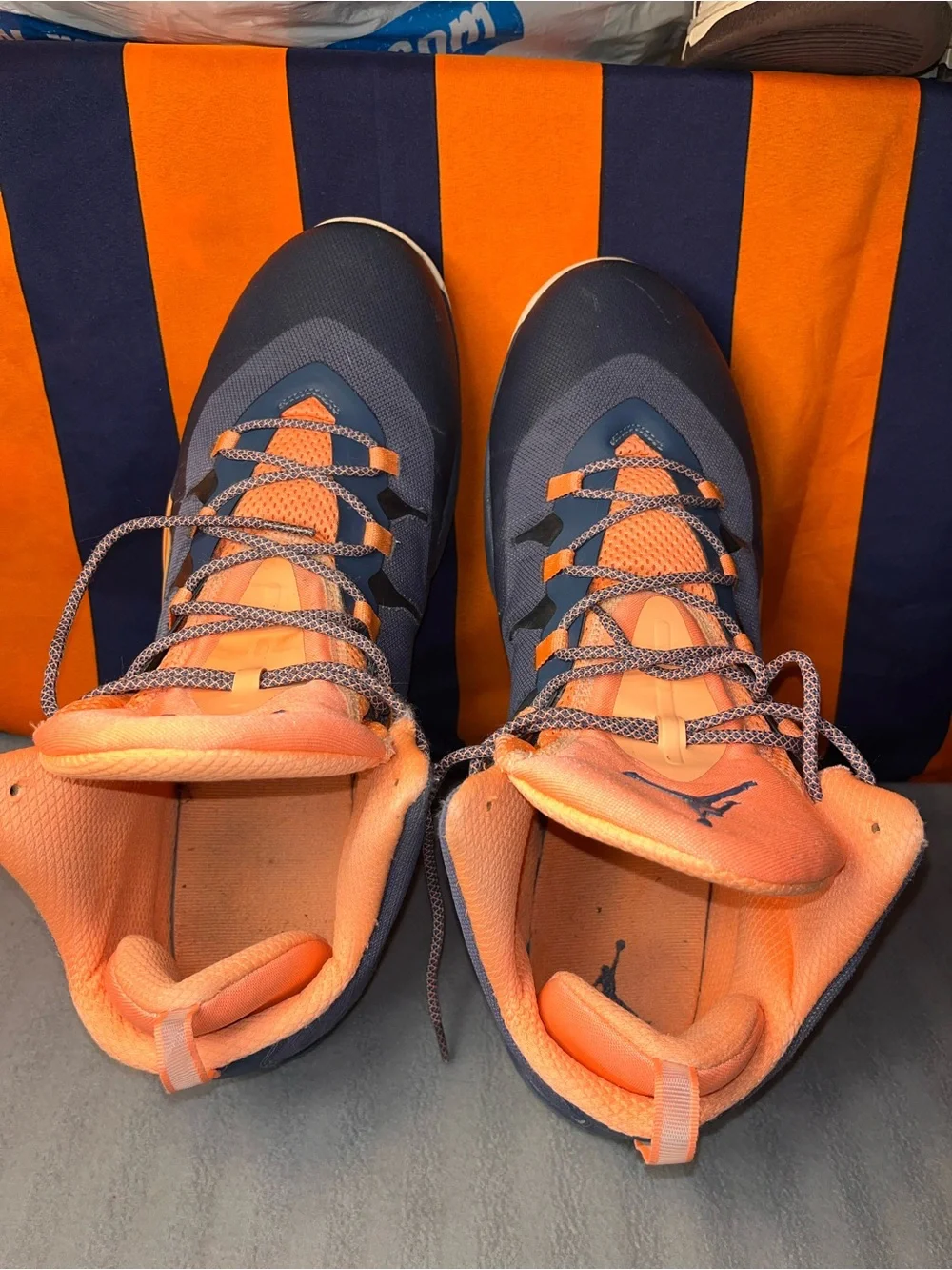 Nike Air Jordan Super Fly 2 599945-408 Dark Blue/orange Basketball Shoes Mens 18